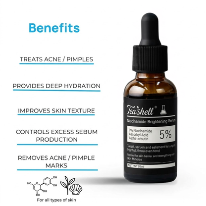 Teashell Niacinamide Brightening Serum |BUY ONE GET ONE FREE/ Fades Dark Spots, Evens Skin Tone & Boosts Glow